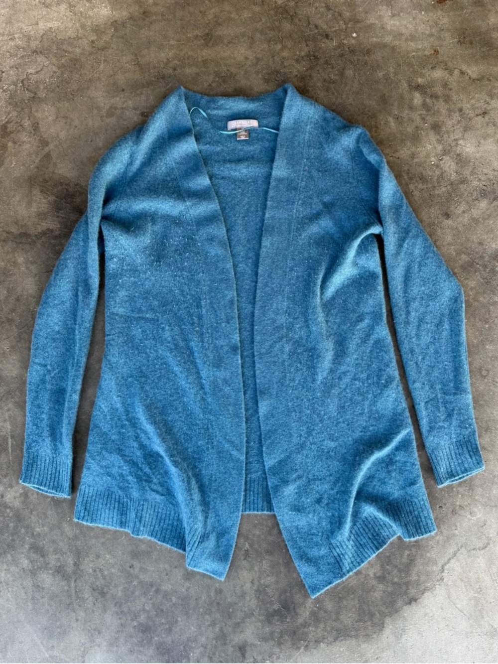 Cashmere By Charter Club Woman’s Size M 2 Ply Cashmere Cardigan Open Front Blue